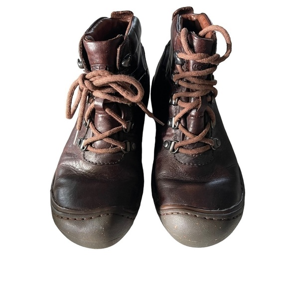 Keen Leather Ankle Boots brown tie front size 6.5 rubber type toe guard - Picture 2 of 13
